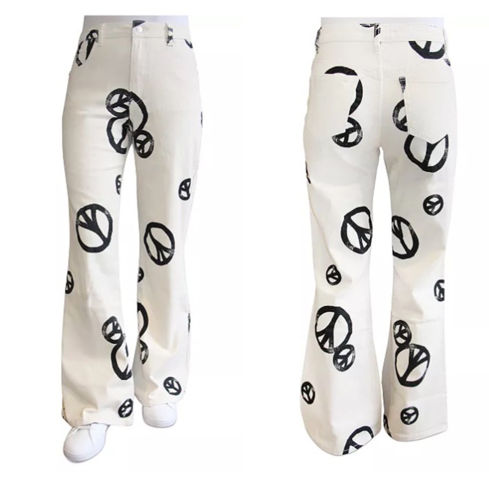 NEVER USED, Almost Famous peace sign printed flare jeans